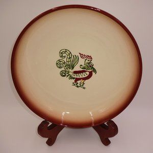 Vintage 1940s 1950s Brown Brock Chanticleer Large Salad Serving Bowl Rooster USA